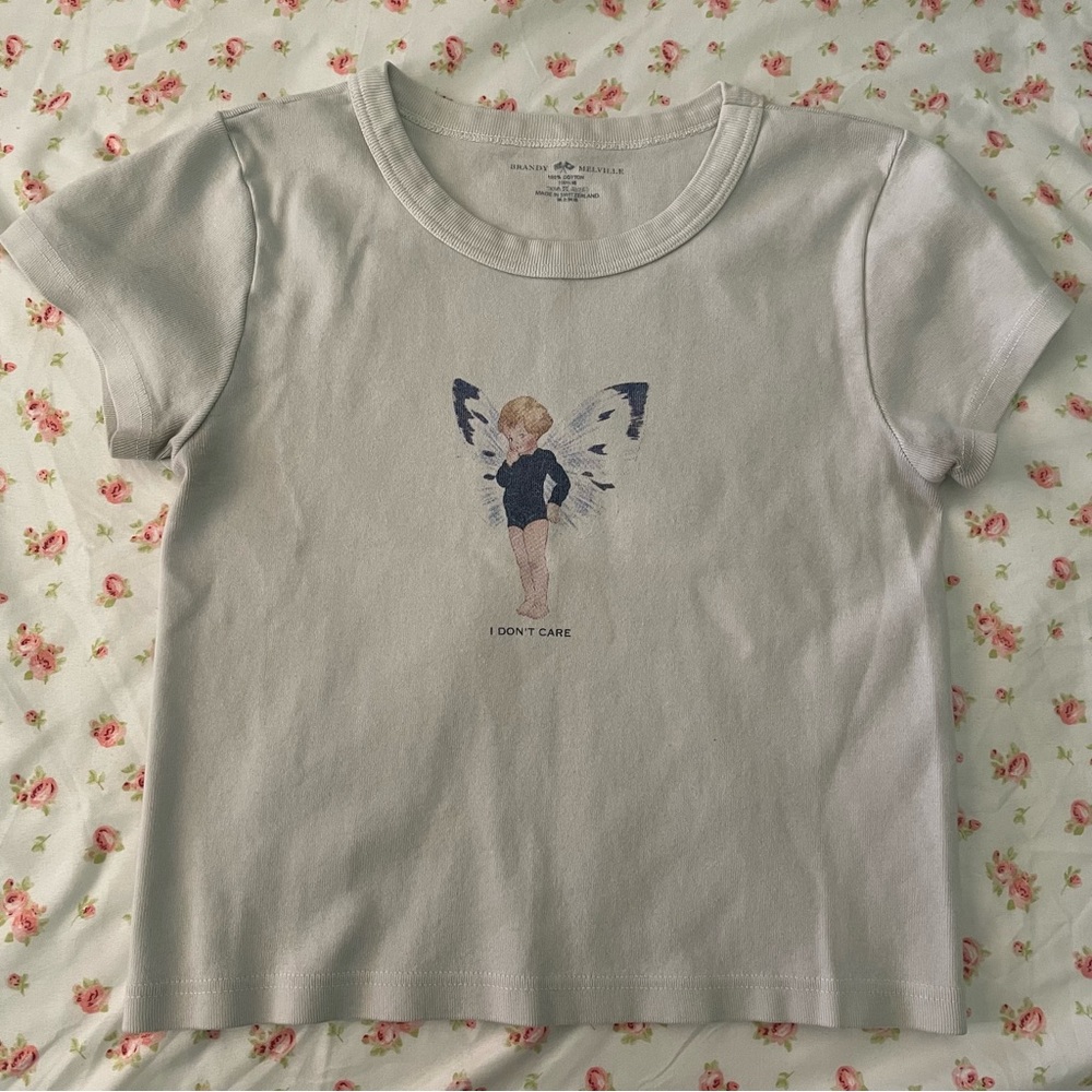 brandy melville i don't care fairy cropped baby tee